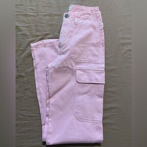 Zara Pink Straight Leg High Rise Cargo Pants